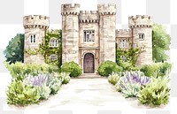 PNG Castle architecture illustration watercolor.