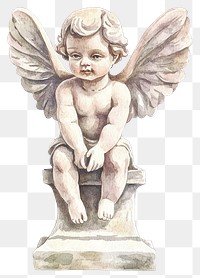 PNG Cupid Statue statue art watercolor.