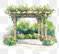 PNG Pergola garden illustration watercolor.