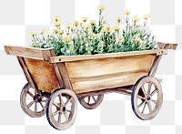 PNG Garden Cart illustration watercolor flowers.