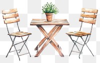 PNG Garden wooden Table and Chairs chairs table plant.