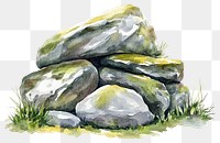 PNG Mossy Rocks rocks illustration watercolor.