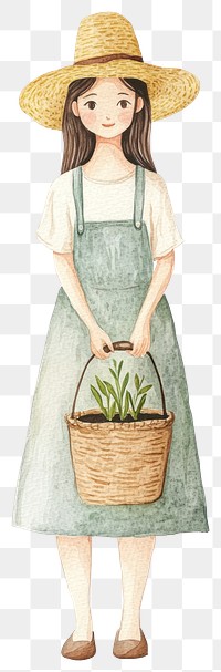 PNG Woman gardener plant art illustration.