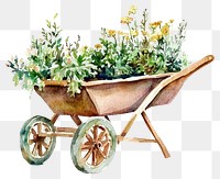 PNG Wheelbarrow garden illustration watercolor plant.