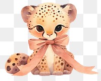 PNG Coquette chubby cheetah illustration watercolor animal.