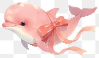 PNG Coquette dolphin illustration watercolor ribbon.