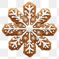 PNG Gingerbread snowflake cookie dessert confectionery decoration.