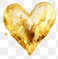 PNG Watercolor gold heart splash illustration abstract.