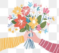 PNG Colorful hands holding flowers