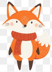 PNG Cute fox wearing winter outfit illustration animal woodland.