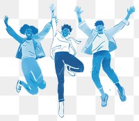 PNG Joyful people jumping illustration