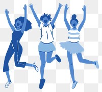 PNG Joyful diverse women jumping illustration