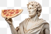 PNG Greek sculpture holding a pizza person human food.