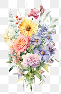 PNG Vibrant watercolor floral bouquet