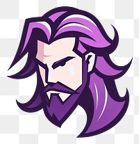 PNG Game streamer long hair guy purple design logo.