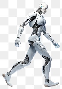 PNG Human type form robot adult white background futuristic. 