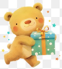 PNG Cute bear holding gift