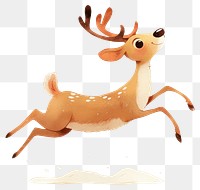 PNG Joyful leaping cartoon deer illustration