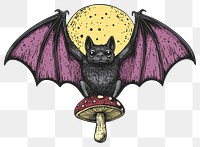 PNG A bat with mushroom illustration background art.