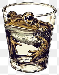 PNG A frog in a glass illustration amphibian artwork.