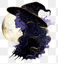 PNG A witch moon art illustration background.