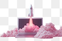 PNG Laptop with a rocket illustration computer concept.