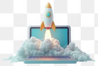 PNG Laptop with a rocket illustration computer concept.