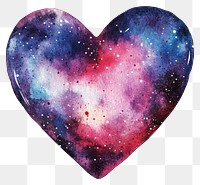 PNG Heart shape in Watercolor style watercolor galaxy illustration.