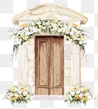 PNG An ancient greek wedding door with white and yellow flowers art architecture building.