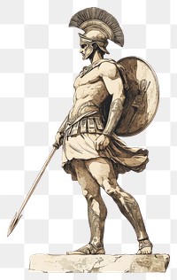 PNG An ancient greek Warrior man art illustrated.