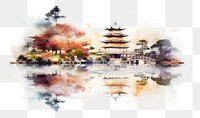 PNG Double exposure photography kimino and japanese garden architecture building pagoda.