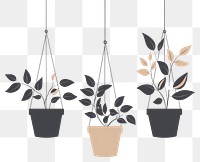 PNG Hanging flower plant pots plants art illustration.