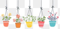 PNG Hanging flower plant pots plants art illustration.