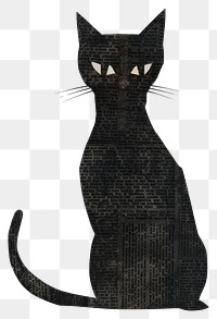 PNG Ephemera paper black cat graphic art illustration.