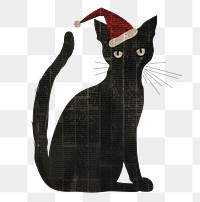 PNG Ephemera paper black cat newspaper vintage santa.