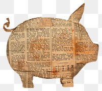 PNG Ephemera paper piggy bank art newspaper material.