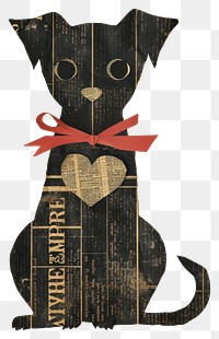 PNG Ephemera paper puppy vintage ribbon heart.