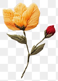 PNG Autumn flower in embroidery style textile fabric craft.