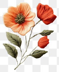 PNG Autumn poppy flower bunch embroidery flowers textile.