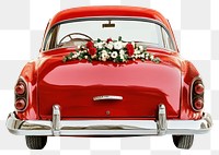 PNG Wedding red car automobile vehicle flower.