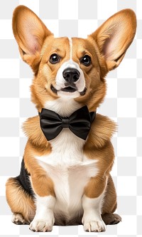 PNG Corgi dog wears black bow bowtie corgi pet.