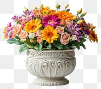 PNG French style carved stone pot flowers decor vase.