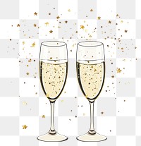 PNG 2 glasses of champagne illustration drink stars.