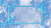 PNG Background with winter glass ice cold and wide rectangular frame christmas glowing decoration.