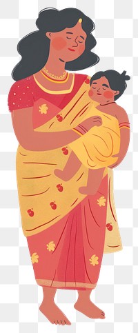 PNG Happy Indian mom illustration accessories illustrated.