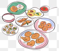 PNG Indian food illustration sketch plates.