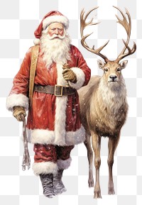 PNG Majestic santa with raindeer illustration accessories traditional.