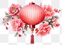 PNG Chinese lantern with flowers plant red celebration. 