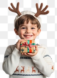 PNG American boy christmas reindeer antlers.