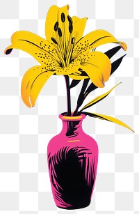 PNG Lily flower in abstact vase yellow purple plant.